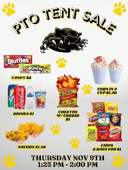 PTO tent sale snacks menu